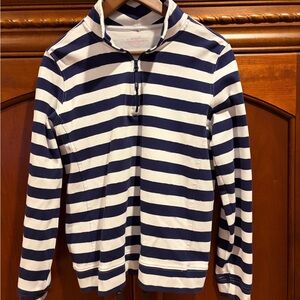 Vineyard Vines Navy and White Striped Pullover - 1/4 zipper, cotton, size Large